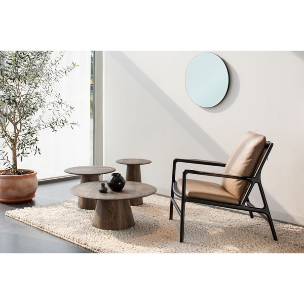 Pruun tammepuidust ümmargune diivanilaud ø 80 cm Mushroom - Gazzda-image-1