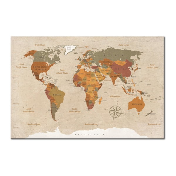 Bimago maailmakaart seinale , 120 x 80 cm Beige Chic - Artgeist
