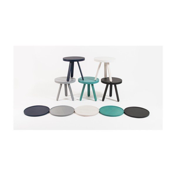 Modrý odkládací stolek z jasanového dřeva s podnosem Woodendot Batea S-image-3