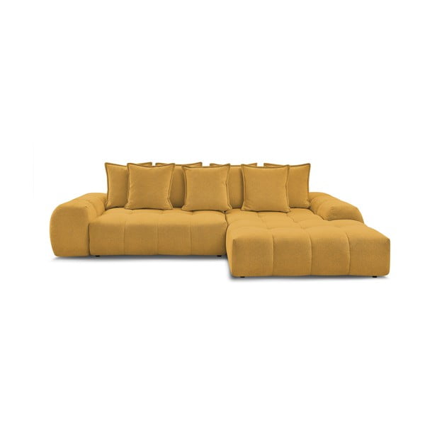 Šenilldiivanvoodi/panipaigaga nurgadiivan sinepikarva värvi (parem nurk/diivanvoodiga) Everest - Bobochic Paris