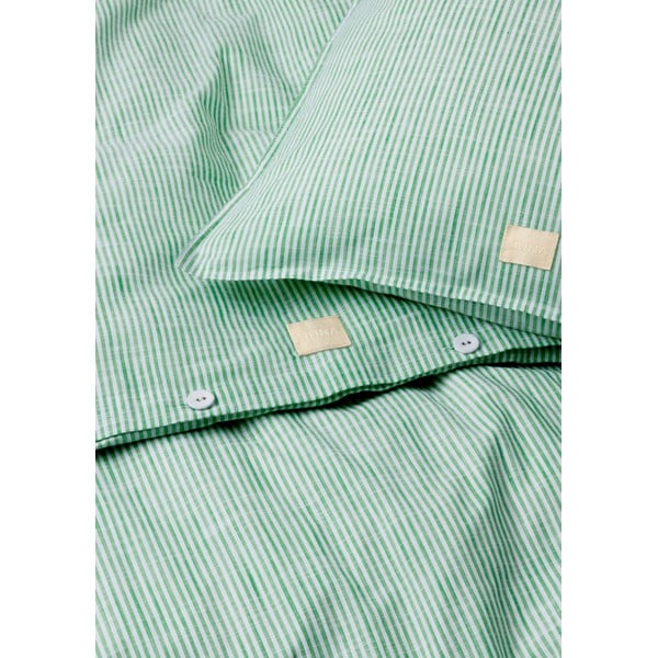 Valge ja roheline orgaaniline puuvillane voodipesu 200x220 cm Monochrome Lines - JUNA-image-2