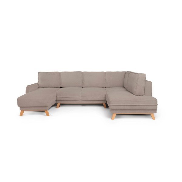 Taupe värvi velvetist diivanvoodi/panipaigaga nurgadiivan (parempoolne/U-kujuline) Tori - Bonami Selection