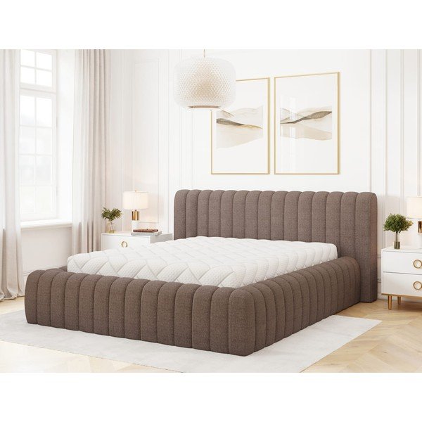 Pruun polsterdatud kaheinimesevoodi koos panipaiga ja voodipõhjaga 140x200 cm Carilla - ELTAP-image-3