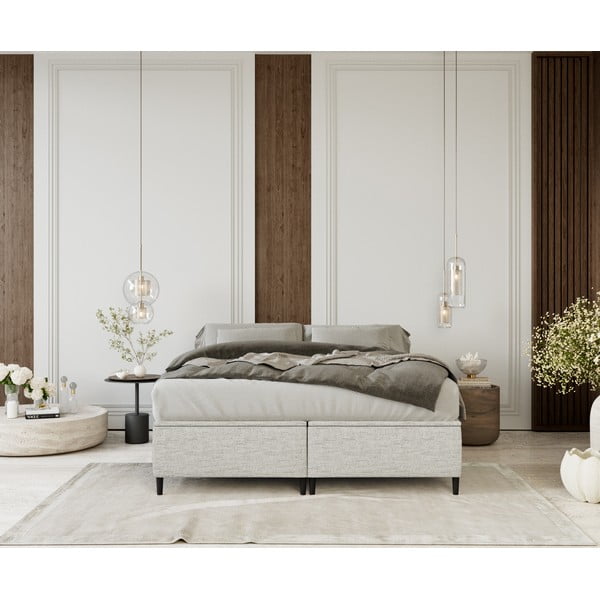 Helehall polsterdatud kaheinimese voodi koos panipaigaga 160x200 cm Tate - Maison de Rêve-image-3