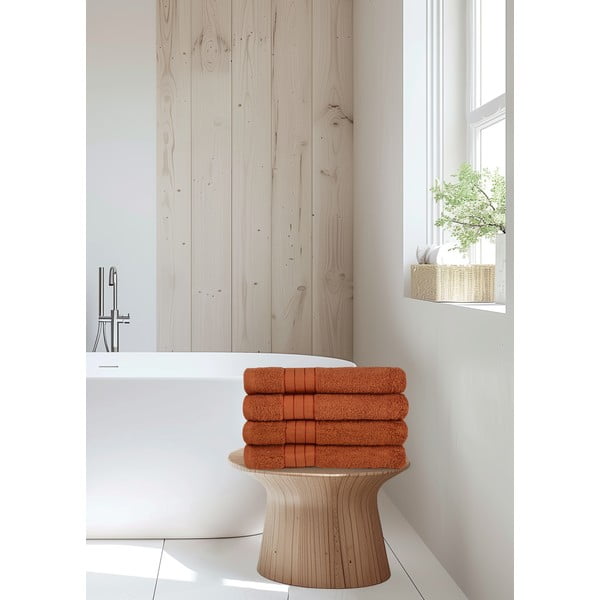 Tellisevärvi puuvillased froteerätikud 4tk komplektis 50x100 cm – Good Morning-image-3