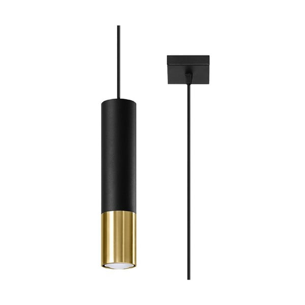 Rippvalgusti musta-kuldse metallist lambivarjundiga 8x8 cm Longbot - Nice Lamps