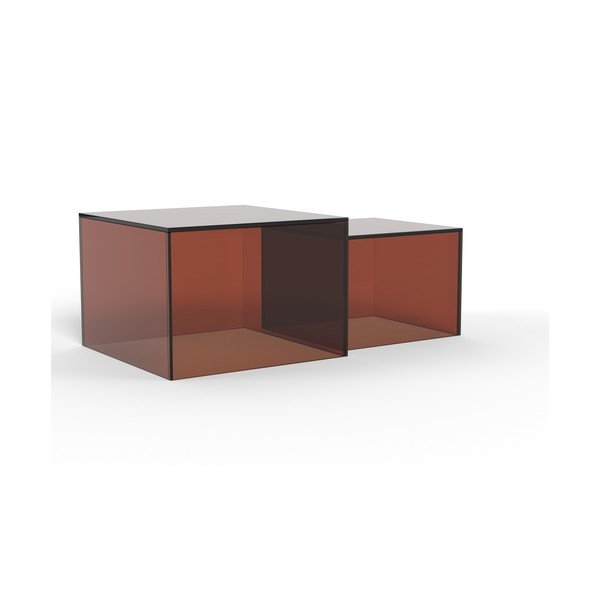 Pruun klaasist diivanilaudade komplekt, 2 tk 50x50 cm Dice - Actona-image-4