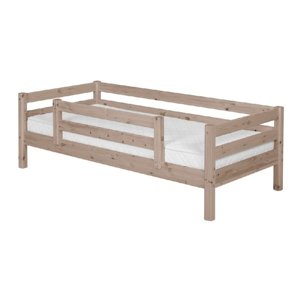 Hnědá dětská postel z borovicového dřeva s bezpečnostní lištou Flexa Classic, 90 x 200 cm
