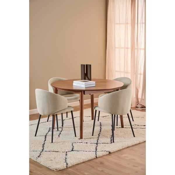 Ümmargune pikendatav pähklipuu spoonist lisaplaadiga söögilaud ø 115 cm Montreux - Actona-image-1