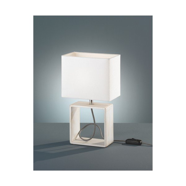 Bílá stolní lampa z přírodního dřeva a tkaniny Reality Tick, výška 34 cm-image-1