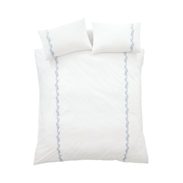 Valge kolmeosaline kaheinimese voodipesu puuvillast perkaalist 200x200 cm Camille Embroidered Floral - Bianca