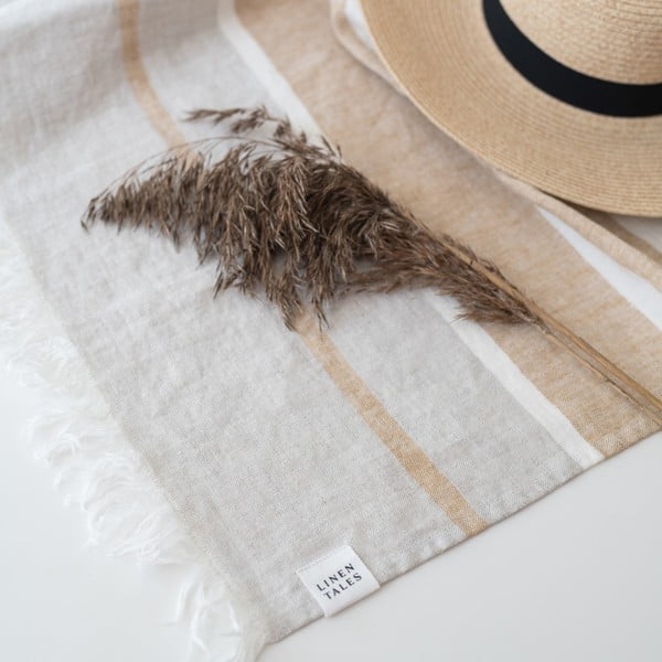 Beež linane rannatekk 140x170 cm Allure Stripe – Linen Tales-image-3