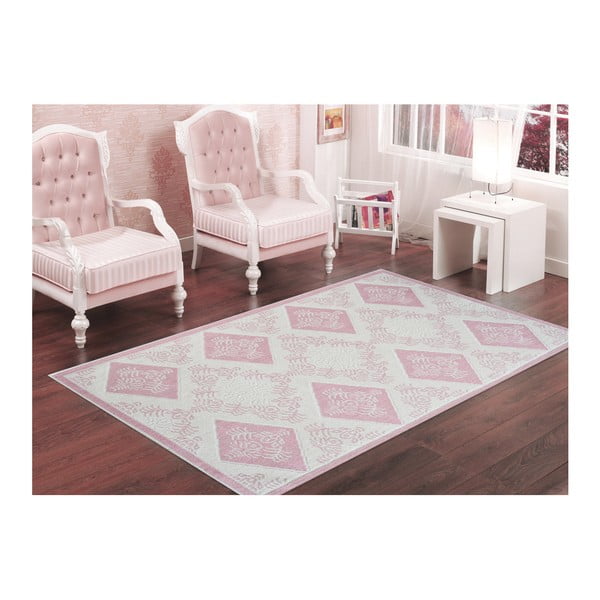 Pudrově růžový odolný koberec Vitaus Baklava Pudra, 100 x 300 cm