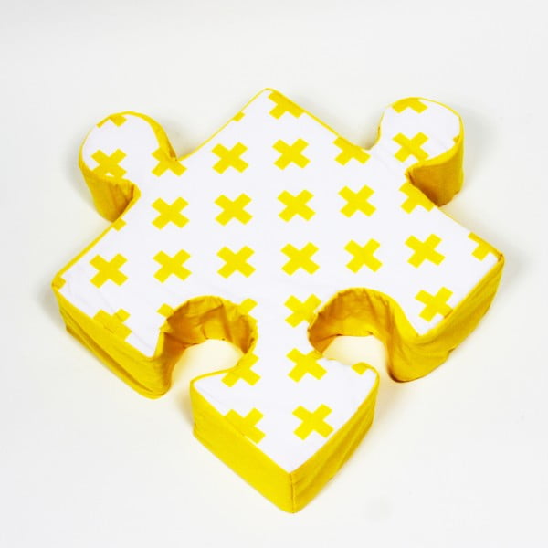 Žlutý polštářek Puzzle Cross
