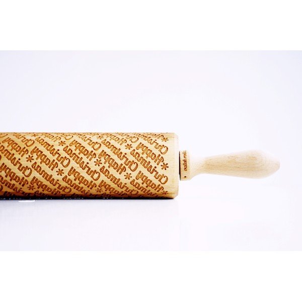 Puidust jõulukujuline reljeefne tainarull koos Happy Christmas - Valek-image-1