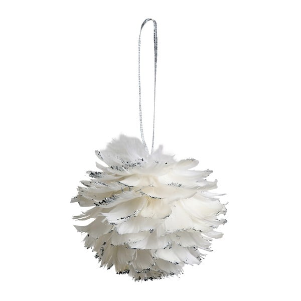 Sada 6 bílých závěsných dekorací z peří Côté Table Hanging Ball Feather, 12 cm