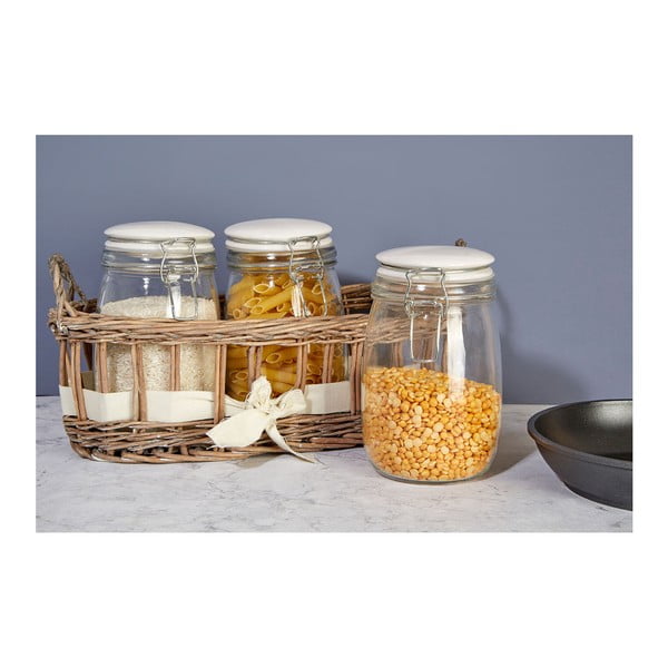 Sada 3 úložných dóz v košíku Premier Housewares Country Cottage, 1000 ml-image-3
