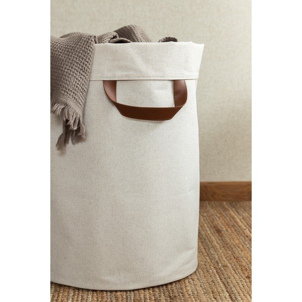 Beež tekstiilist pesukorv 69 l Soft Storage - Bigso-image-3