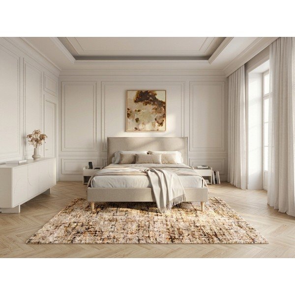 Beeži värvi kaheinimesevoodi koos ruudustikuga 160x200 cm Sary - Bobochic Paris-image-3