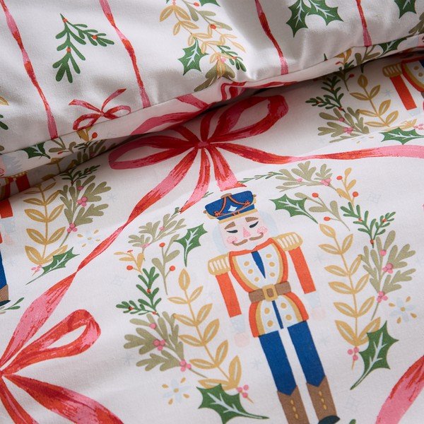 Üheinimese voodipesu naturaalses värvitoonis 135x200 cm Christmas Nutcracker Bows - Catherine Lansfield-image-4