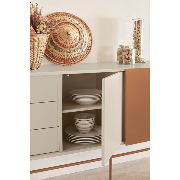 Tellisevärvi/beež madal lükandustega kummut 180x91 cm Nube - Teulat-image-1