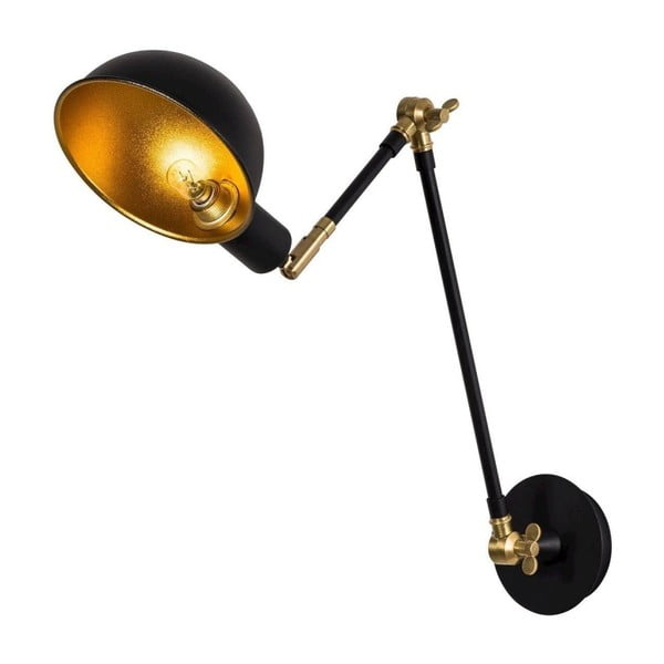 Černé nástěnné svítidlo s detailem ve zlaté barvě Arm Wall Lamp