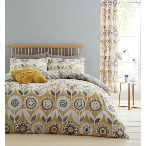 Kollane ja hall voodipesu , 135 x 200 cm Annika - Catherine Lansfield