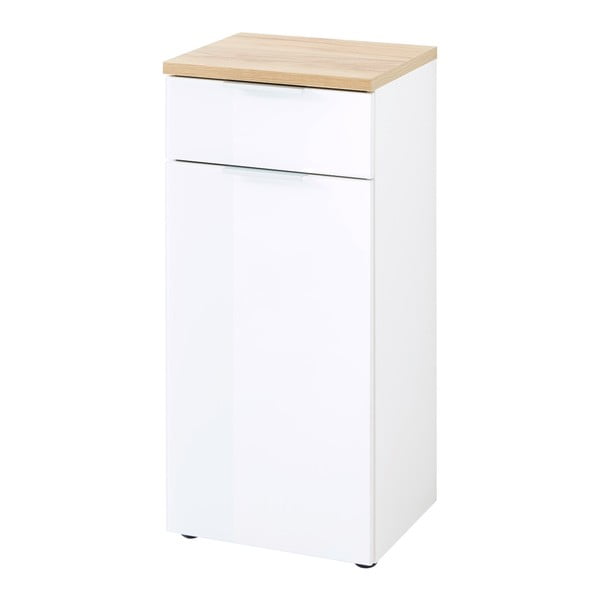 Valge naturaalne madal vannitoakapp tammepuust 39x86 cm Pescara - Germania-image-4