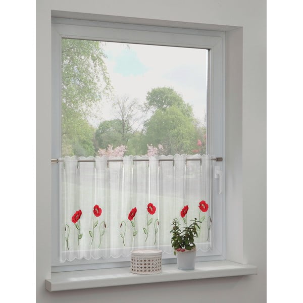 Valge kardin 155x45 cm Poppies - Sehlbach-image-1