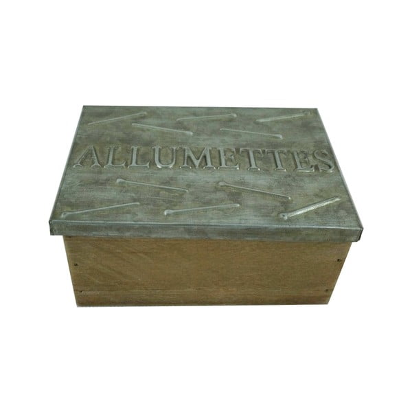 Úložný box ze dřeva s kovoým víkem Antic Line Allumettes