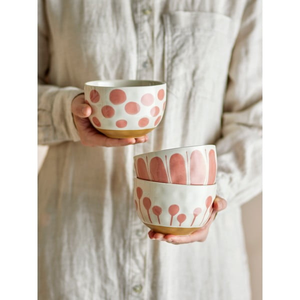 Kreemid/kõhevärvi kivikeraamikast kausid 3tk komplektis 500 ml Linora - Bloomingville-image-1