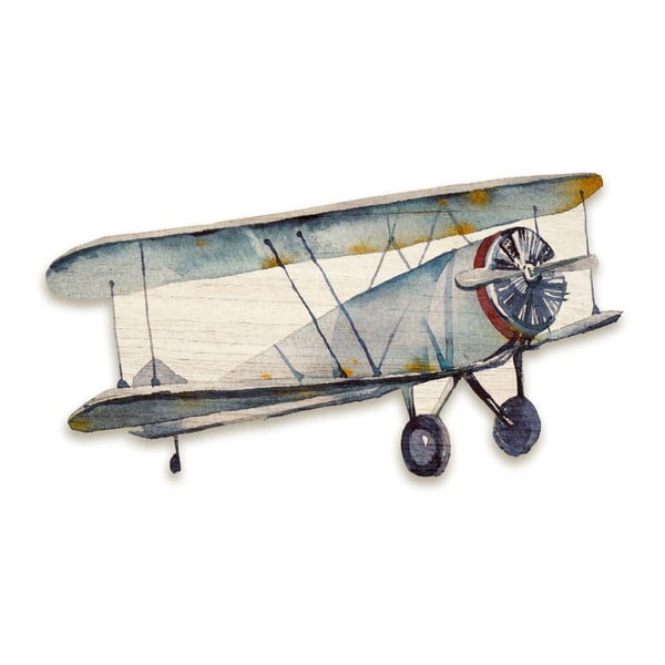 Dřevěná nástěnná dekorace Tanuki Aeroplane, 110 x 65 cm