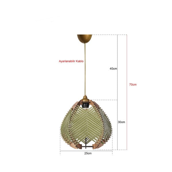 Roheline rippvalgusti tekstiilist varjuga ø 25 cm - Opviq lights-image-2