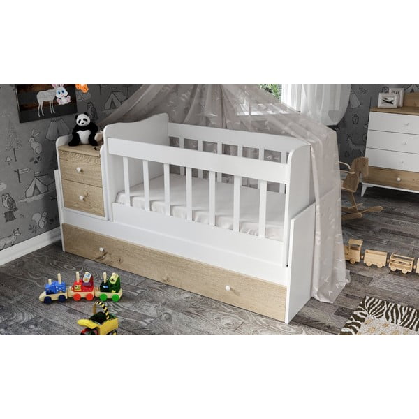 Valge-puiduvärvi võrevoodi koos panipaigaga 60x120 cm Sansa – Kalune Design-image-3