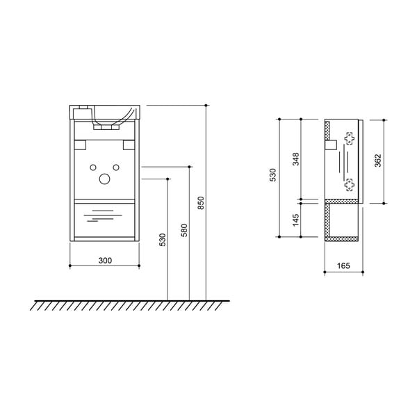 Puiduvärvi tammespooniga seinale ilma valamuta üksus  30x53 cm Latus Xi – Sapho-image-4