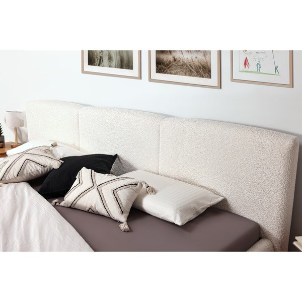 Elevandiluu värvi polsterdatud kaheinimesevoodi ilma liistudest raamita 200x240 cm Merida - Meise Möbel-image-4