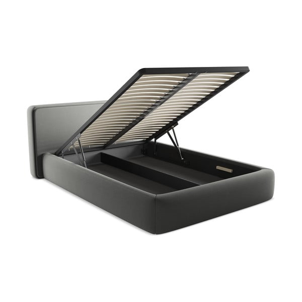 Hall polsterdatud kaheinimesevoodi koos voodipõhja ja panipaigaga 140x200cm Kiana - Makamii-image-3