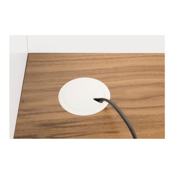 Bílý pracovní stůl s detaily v dekoru ořechového dřeva TemaHome Volga-image-4