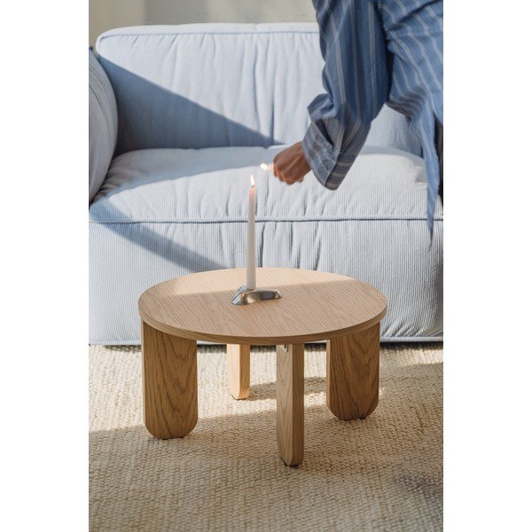 Ümmargune kohvilaud naturaalse tammepuust pealispinnaga, läbimõõduga 55 cm Kuvu - noo.ma-image-3