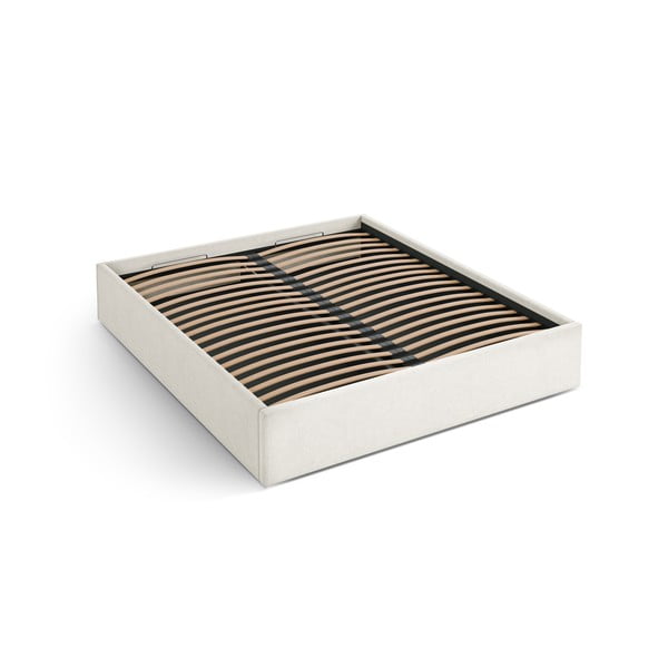 Kreemikas polsterdatud kaheinimesevoodi panipaigaga/ilma peatsita, koos raamiga 200x200 cm Susan – Micadoni