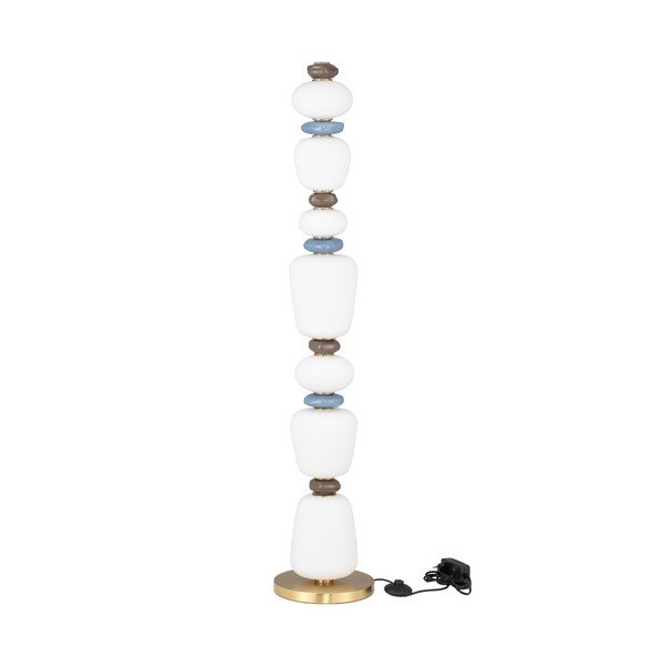 Valge/kuldse värvi metallist LED-põrandalamp portselanist/klaasist varjuga, hämardatav (kõrgus 130,5 cm) Palo - Nova Luce