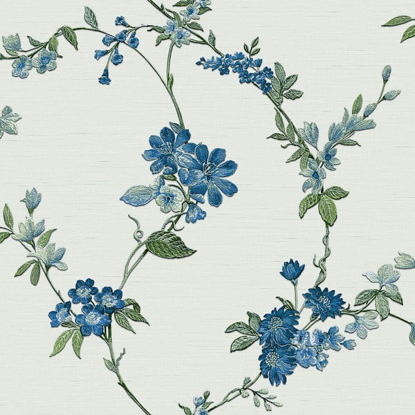 Fliistapeet 10 m x 53 cm Floral Blue – Vavex