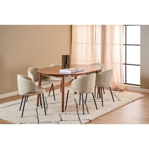 Ümmargune pikendatav pähklipuu spoonist lisaplaadiga söögilaud ø 115 cm Montreux - Actona-image-2