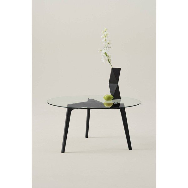 Must ümmargune tammepuidust kohvilaud, läbimõõduga 90 cm Malevik - Jotex-image-1