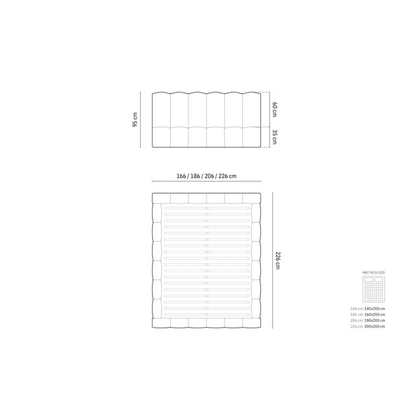 Helehall polsterdatud kaheinimesevoodi panipaigaga 200x200 cm ja panipaik Lupine - Micadoni-image-4