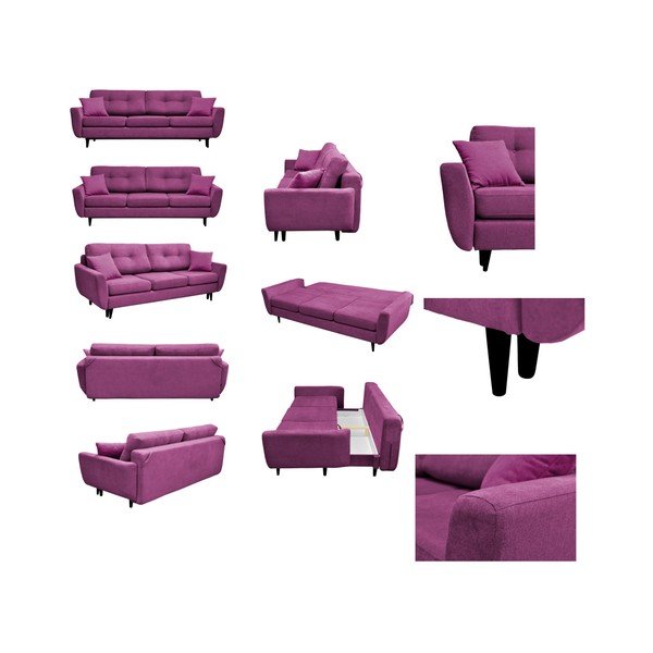 Fialová trojmístná rozkládací pohovka s černými nohami Mazzini Sofas Jasmin-image-1