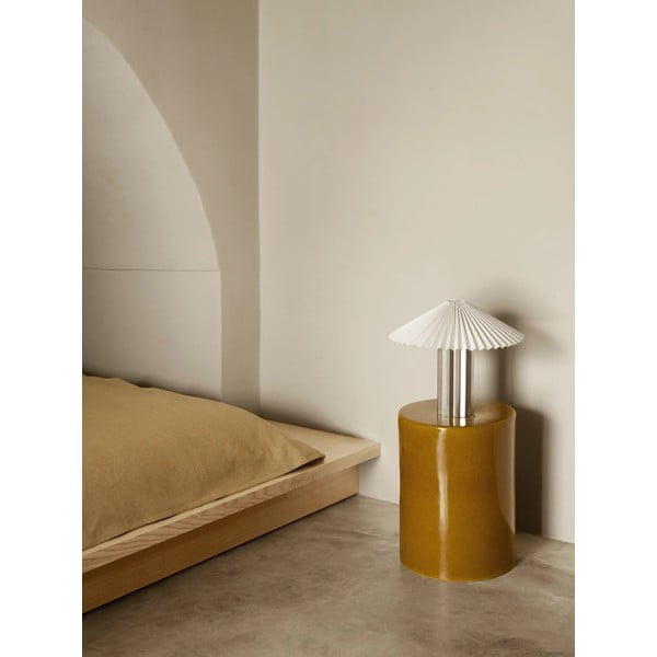 Valge/hõbedane hämardatav lauavalgusti tekstiilist varjuga (kõrgus 36 cm) Taite - Blomus-image-1