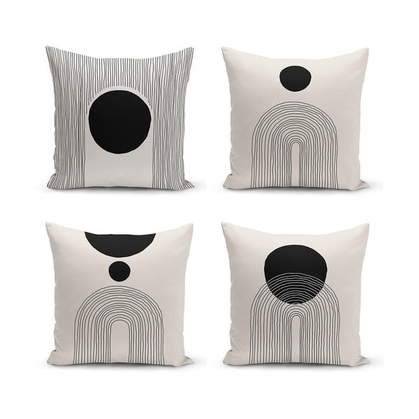Mustad ja beežid padjapüürid 4 tk 43x43 cm komplektis - Minimalist Cushion Covers