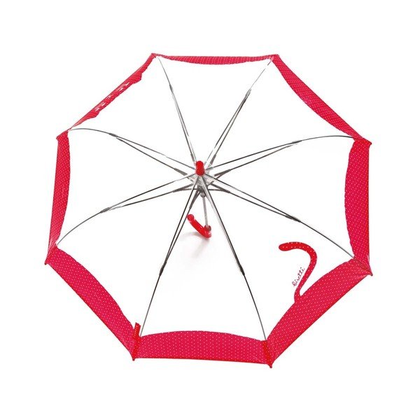 Dětský transparentní holový deštník s červenými detaily Birdcage Chat, ⌀ 74 cm-image-1