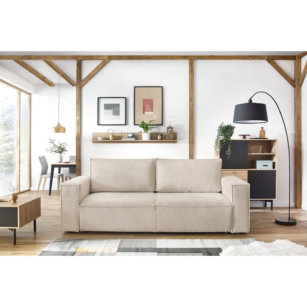 Beež velvetist diivanvoodi 245 cm Nihad - Bobochic Paris-image-1